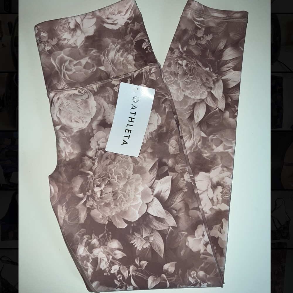 NEW Athleta Pink Flower 7/8 Leggings